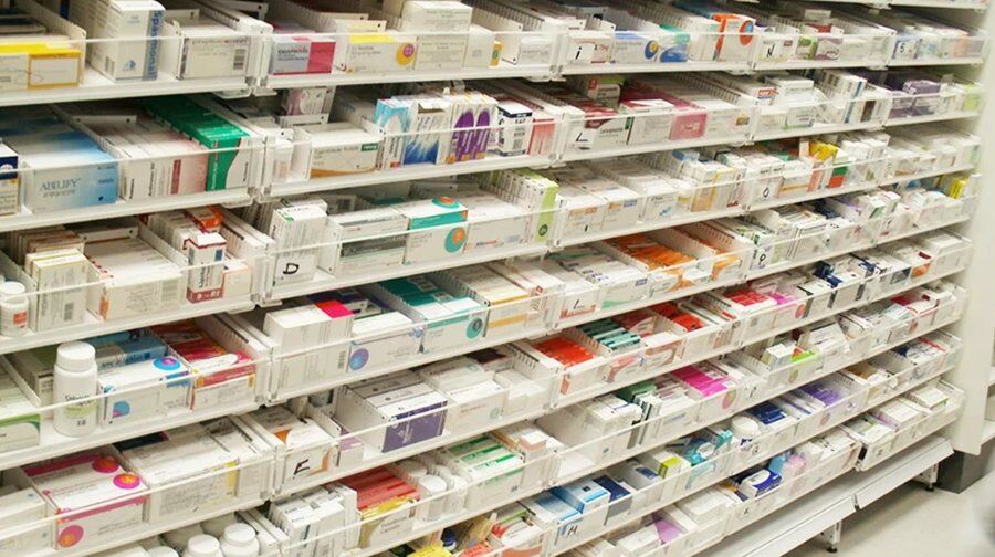 Pharmacy dispensary shelves